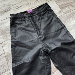 Edikted Black Faux Leather Boot Cut Pants